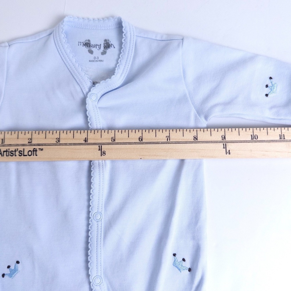 Margery Ellen Crown Pima Cotton Footie Sleeper Baby‎ 0-3 Months Blue - Picture 9 of 9